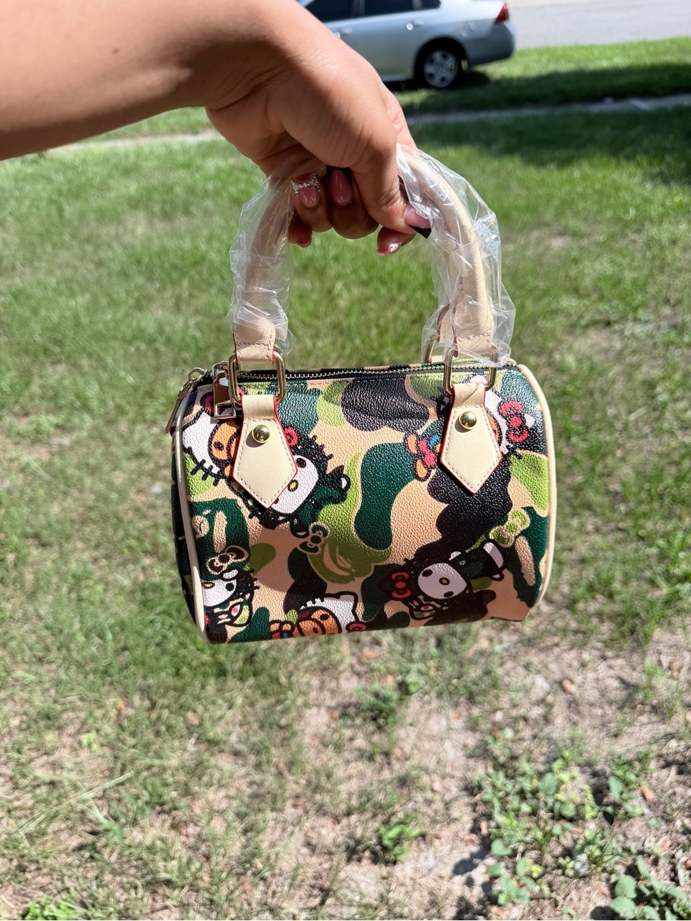 HK Inspired Mini Satchel in Green & Multicolor Like New